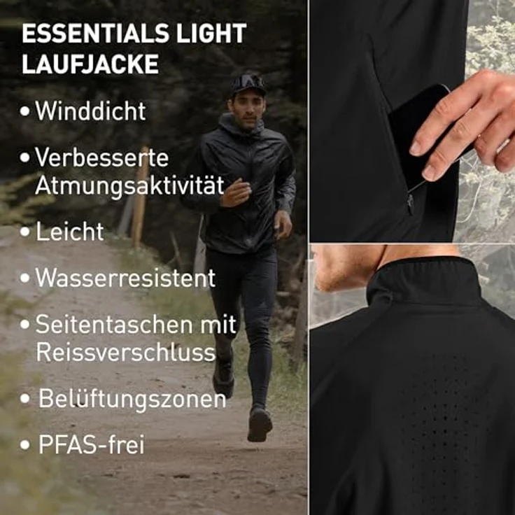 Odlo Essential Light Jacke Schwarz 2XL Mann - Wasserabweisend, windabweisend, reflektierende Details – Bild 7