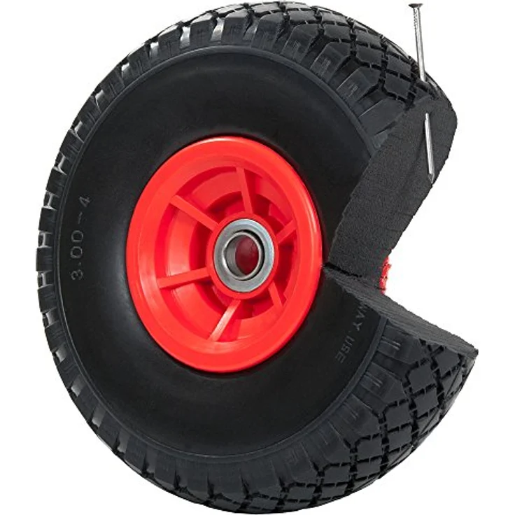 pro-bau-tec PU Ersatzrad schlauchlos pannenfrei für Sackkarre, rot, 11840 – Bild 3