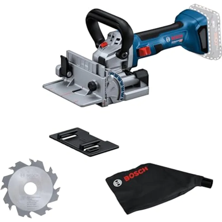 Bosch Professional GFF 18V-22, Akku-Flachdübelfräse mit bürstenlosem Motor, 105 mm Scheibenfräser, Staubbeutel, ergonomisch und präzise einstellbar, ohne Akku/Ladegerät