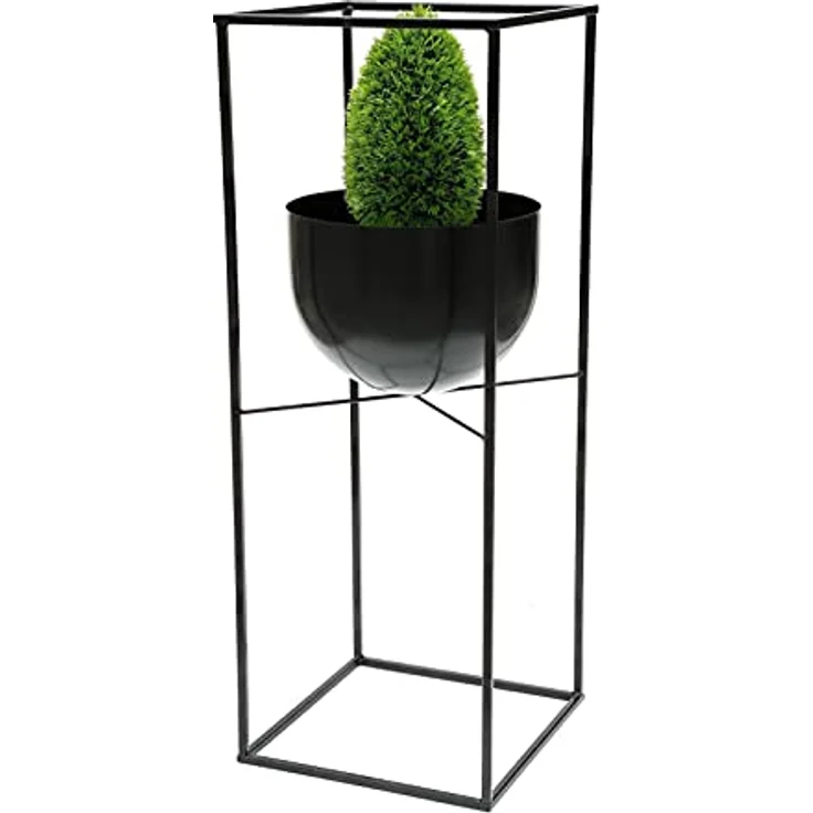 DanDiBo Blumenhocker Metall Schwarz für Innen mit Topf Eckig 82 cm Blumenständer 438 Blumensäule Modern Pflanzenständer Pflanzenhocker – Bild 4