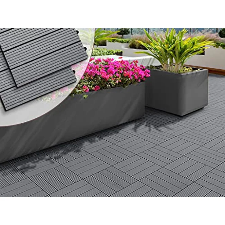 WOODTEX WPC Terrassenfliese Basic Hellgrau – Bild 6