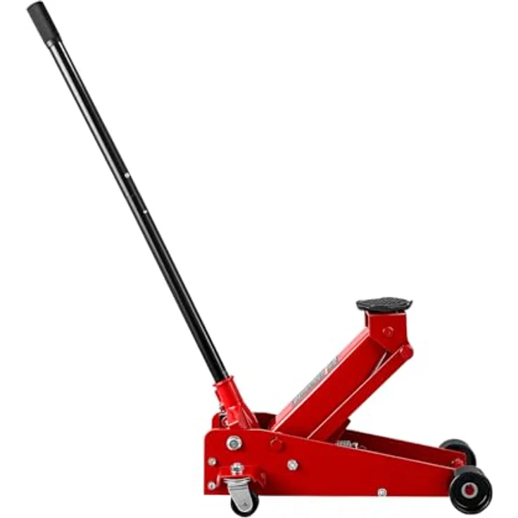 VEVOR Hydraulischer Rangierwagenheber 3 t, Flacher Stahlwagenheber mit Einkolben-Schnellhubpumpe und 13–50 cm Hubbereich, Rennwagenheber in Rot – Bild 9