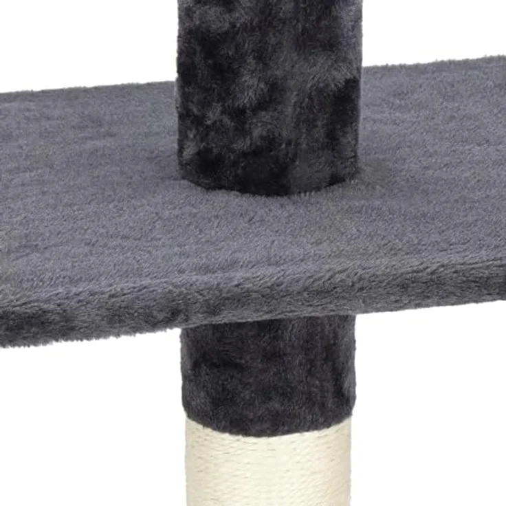 SPRINGOS Kratzbaum Katzenkratzer, deckenhoch und höhenverstellbar von 240 cm bis 265 cm, mit 3 Aussichtsplattformen und Liegemulde, Farbe Graphit – Bild 3