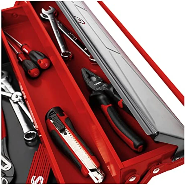 Stier Werkzeugkoffer, leer, Stabiler Metallkasten mit fünf Fächern, LxBxH 600x190x200 mm – Bild 3