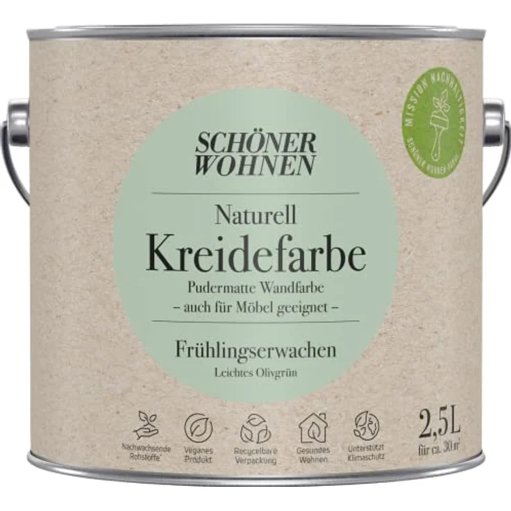 SCHÖNER WOHNEN FARBE Wand- und Deckenfarbe Frühlingserwachen, Wasserdampfdurchlässig, konservierungsmittelfrei, 2,5 L – Bild 2