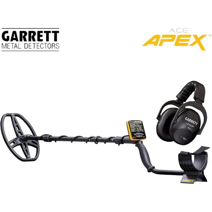 Garrett Metalldetektor Ace APEX Raider (Wireless Pack), schwarzer Metalldetektor für präzises Lokalisieren