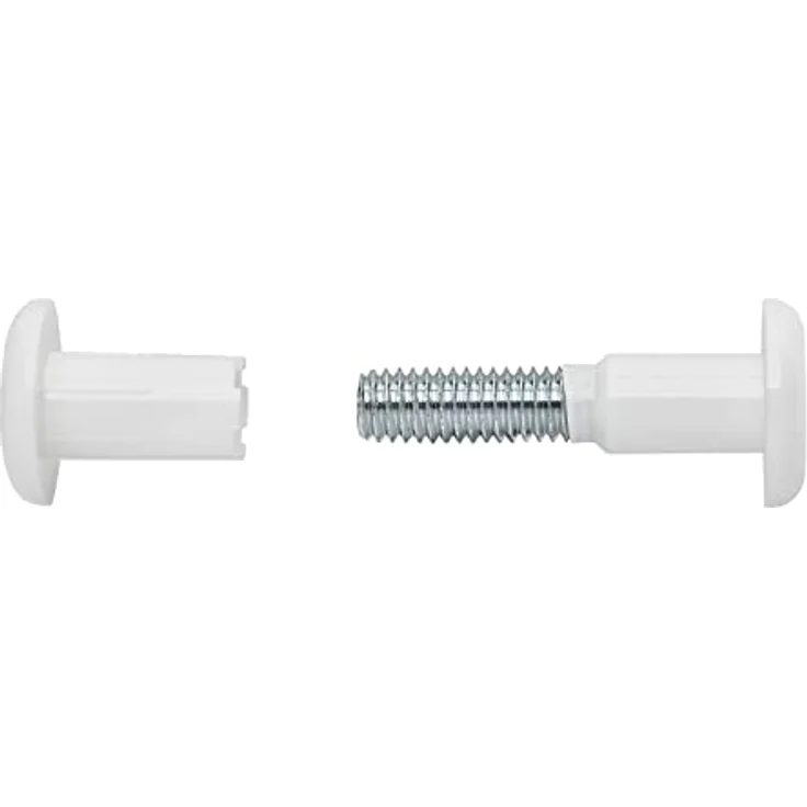 20 Stück SOTECH Hülsenschrauben weiß Bohrloch-Ø 8 mm für Holzstärke 31-40 mm mit M6 Gewinde Korpusverbindungsschraube mit Hülse Schrankverbinder aus Stahl - Kunststoff Möbelverbinder mit Flachklinge - Preisvergleich – Bild 3