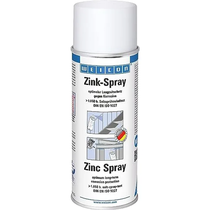 WEICON Zink-Spray 400 ml | Rostschutzfarbe für alle Metalloberflächen | Matt Grau / Anthrazit, leicht angewitterte Feuerverzinkung