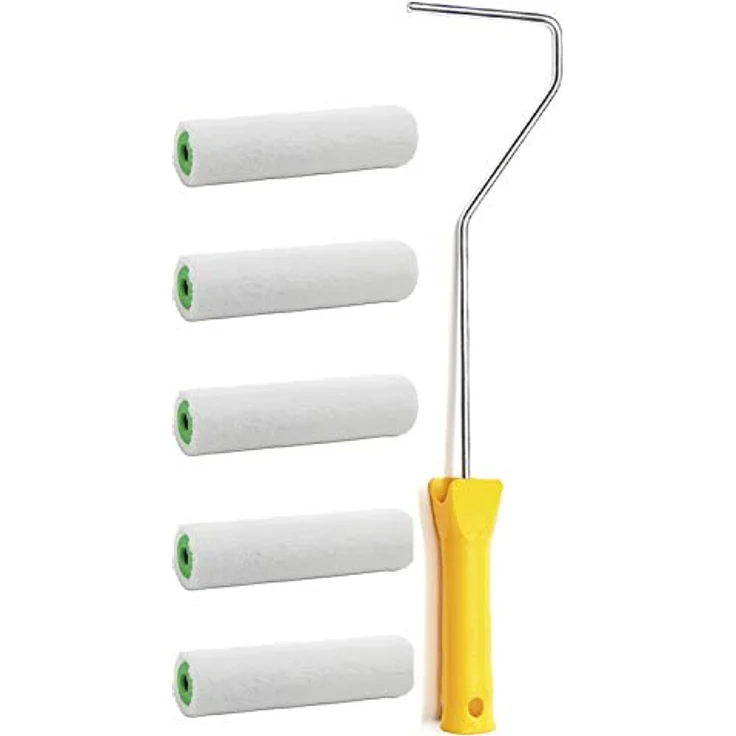5er Set Ersatzwalze Magic Samt 10 cm + Farbrollenbügel – Bild 2