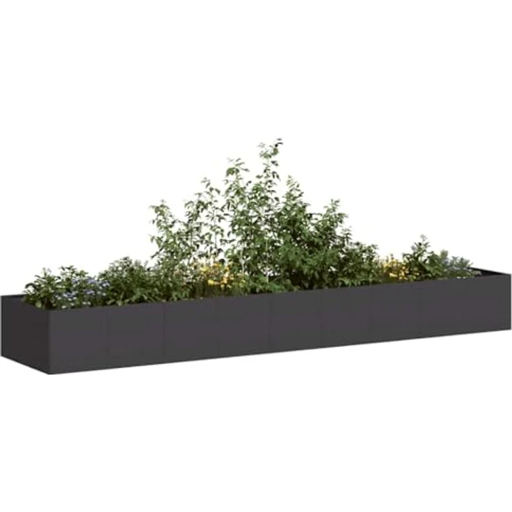 "vidaXL Hochbeet Pflanzkübel Schwarz 360x80x40 cm Stahl, Robuste Konstruktion aus kaltgewalztem Stahl und großzügiger Pflanzraum" – Bild 5