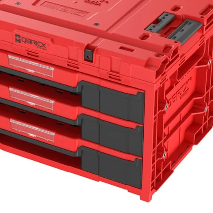QBRICK System ONE Drawer 3 Toolbox 2.0, Modulare Werkzeugbox in Red Ultra HD mit 3 Schubladen und 27 l Kapazität, 587 x 380 x 340 mm – Bild 5