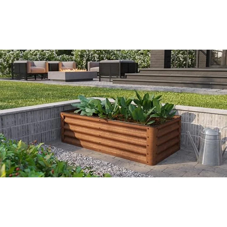 GFP Primeyard Luca Cortenstahl-Hochbeet 120x60x35 cm, stabiles Gartenbeet mit natürlicher Rostoptik, sicherem Kantenschutz und ganzjährigem Einsatz – Bild 2