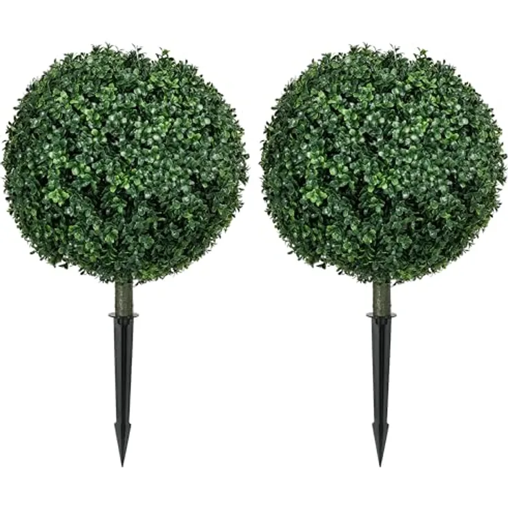 HOMCOM 2er-Set Künstlicher Buchsbaum, 70 cm hohe Kunstpflanze mit UV-Schutz, Pflegeleicht und wetterfest für Innen- und Außenbereich