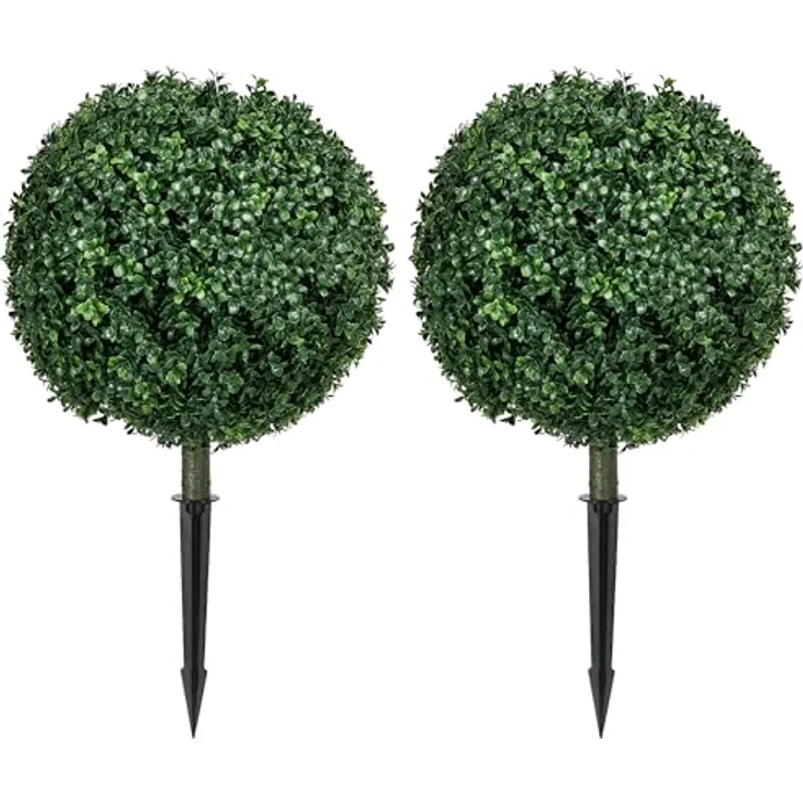 HOMCOM 2er-Set Künstlicher Buchsbaum, 70 cm hohe Kunstpflanze mit UV-Schutz, Pflegeleicht und wetterfest für Innen- und Außenbereich – Bild 1