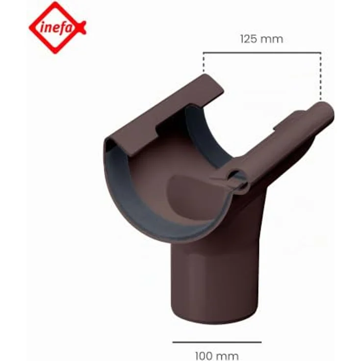 INEFA Ablaufstutzen halbrund NW125/DN100, 125mm/100mm Dunkelbraun, witterungsbeständiger PVC mit einfacher Montage – Bild 2