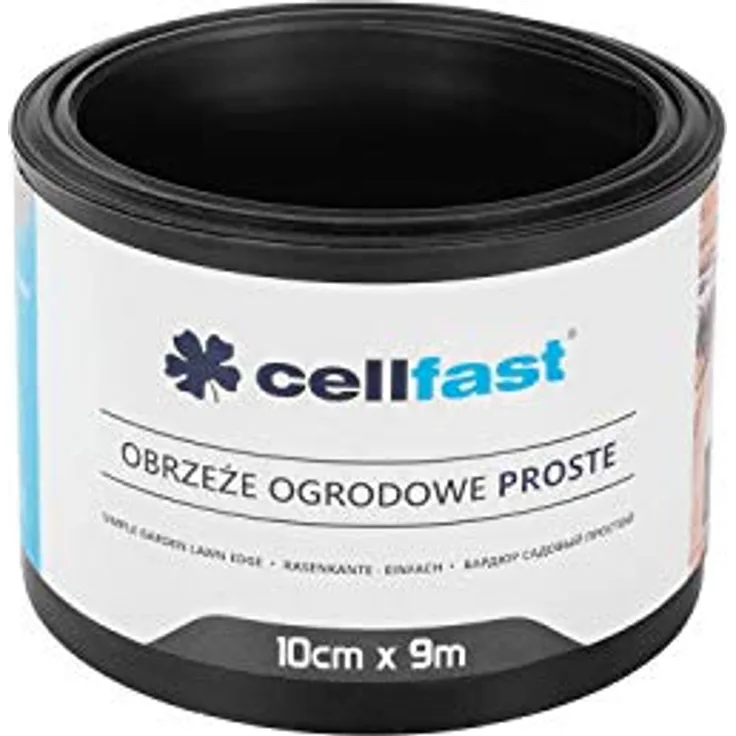 Cellfast Rasenkante Glatt Gartenzaun Beeteinfasung Mähkante Garten Palisade (10cm x 9m, Schwarz), 30-231H
