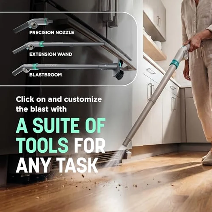 Shark BlastBoss AB2111GN, All-in-One Luftstrahlsystem mit BlastBroom, Präzisions-Düse, Verlängerungsstab, kabellos, wiederaufladbar, Salbeigrün, 0-190 MPH, Innen/Außen-Reinigung – Bild 4