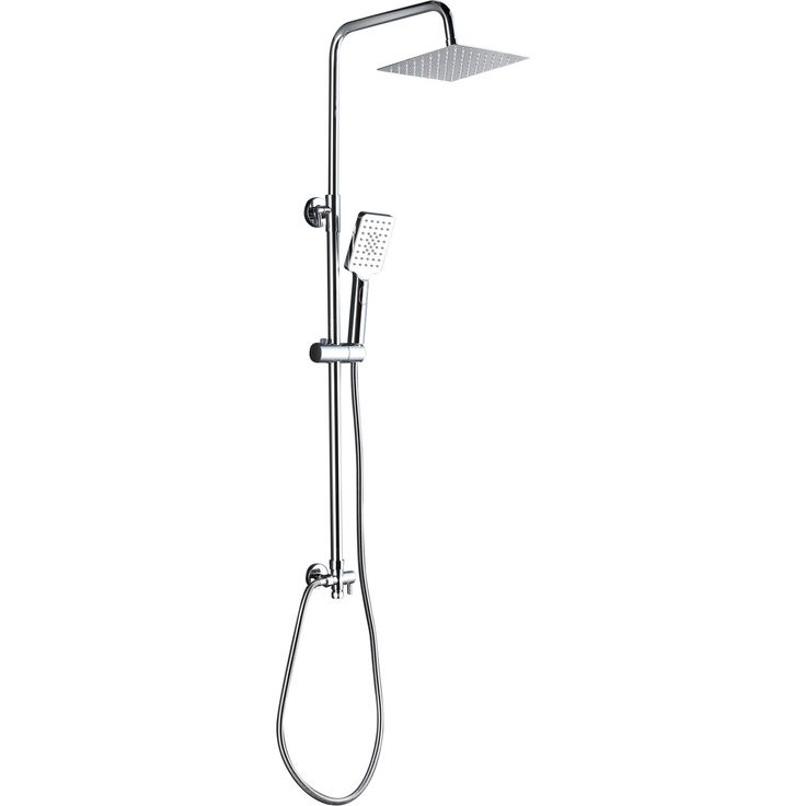 Aurlane Duschsäule 'Bayala' Edelstahl verchromt 80-118 cm, verstellbare Duschstange mit ultraflacher Kopfbrause