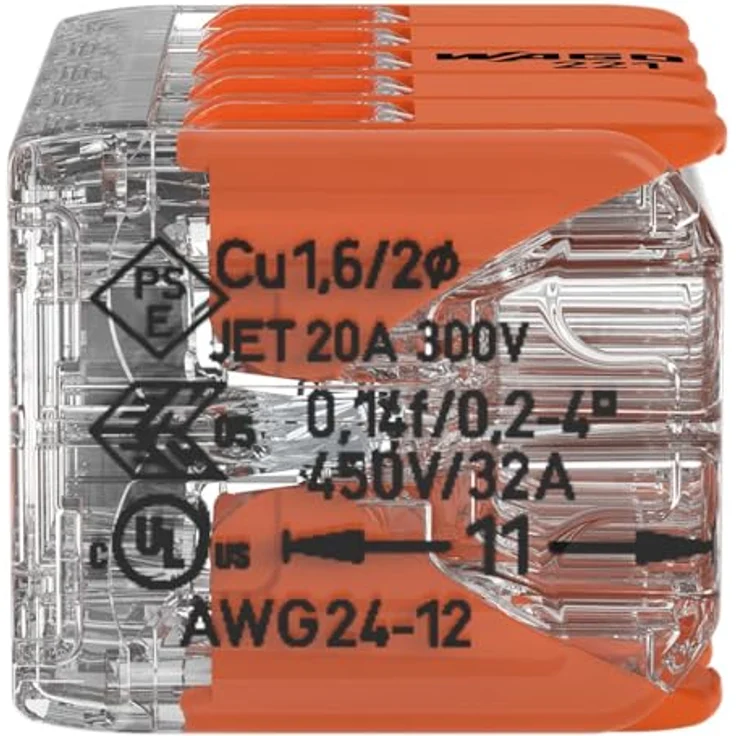 Wago Hebelklemme 221-420, Verbindungsklemme für Leiterquerschnitte 0,2 mm² - 4 mm², 10 Leitungen, 450 V, 32 A, CAGE CLAMP® Technologie – Bild 2