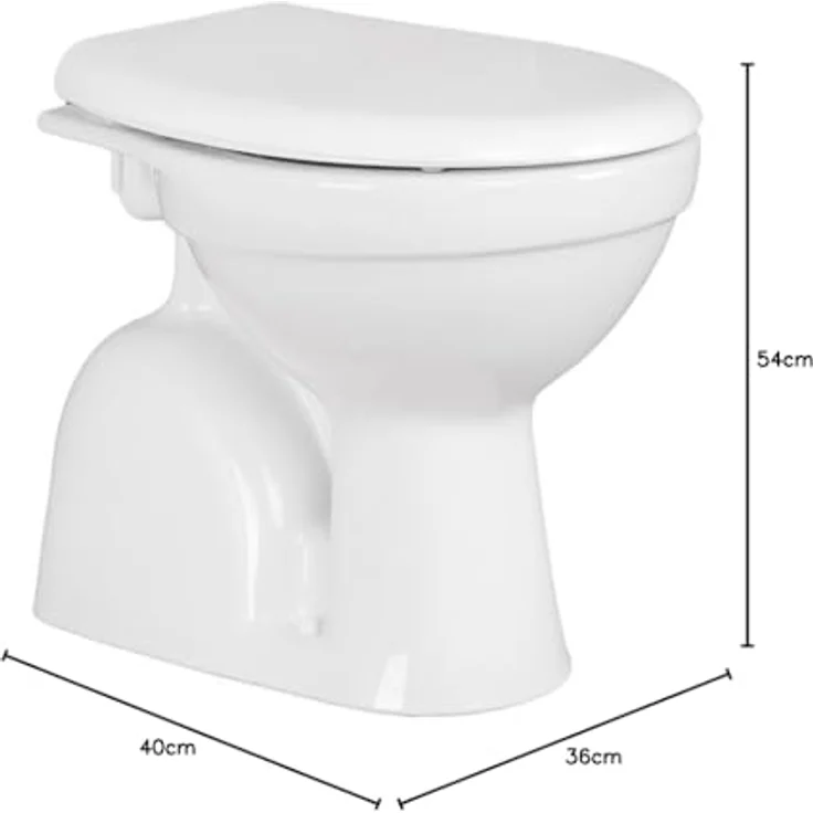 Belvit Tiefspül-WC BV-SW4001-T+BV-D0400, Stand WC mit Taharet/Bidet Funktion, Senkrechter Bodenabgang, Weiß – Bild 11