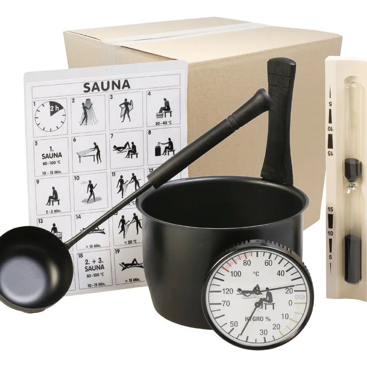 Eliga Sauna-Zubehör-Set "black" 5-teilig