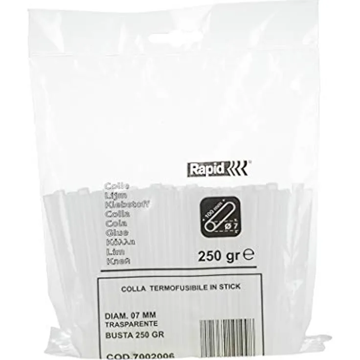 Rapid Heißklebesticks Transparent Universal, 250g Klebesticks 100mm Länge, Universeller Hei?kleber, für Heißklebepistole 7mm