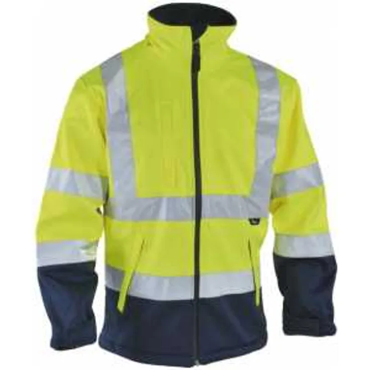 Vizwell Triuso Warnschutz Softshelljacke LEUCHTGELB-MARINE Nr. VW135Y: Größe - S