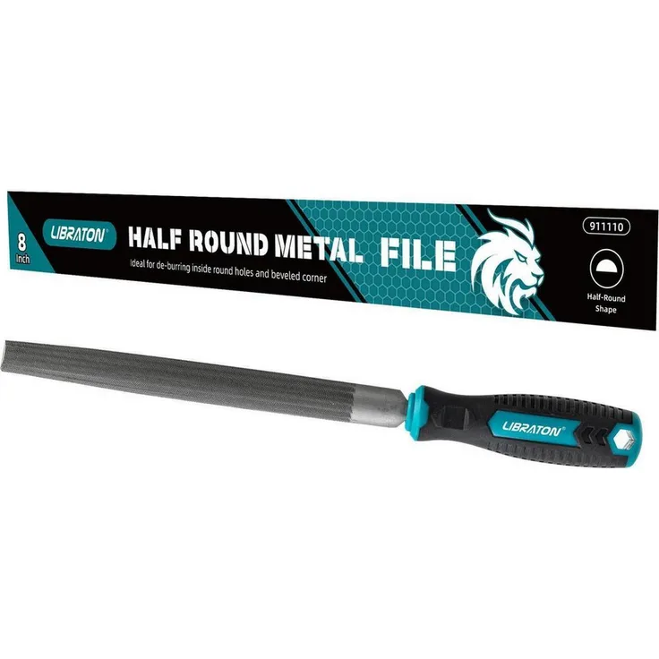 LuxusKollektion Werkstattfeile Halbrunde 200mm Kohlenstoffstahl, 8-teilig, grau/schwarz/türkis, SoftGrip