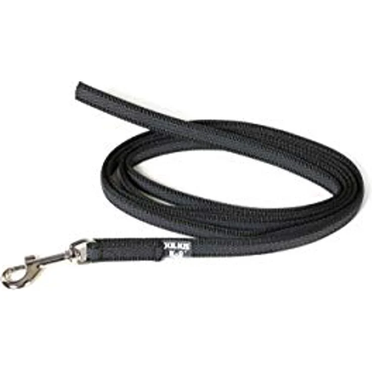 JULIUS K-9 IDC Color & Gray gumierte Leine, 20 mm x 2 m ohne Schlaufe, Schwarz-Grau, strapazierfähiger Textilstoff, verstärkter Haltegriff – Bild 1