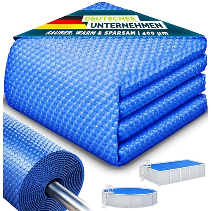 tillvex® Premium Pool Solarabdeckplane 400 µm Rund 488 cm | Solarfolie Wärmeplane zuschneidbar | Poolheizung Poolsolarplane für Wassererwärmung – Bild 2