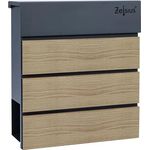 Zelsius Briefkasten Wood mit Zeitungsfach | Postbox in RAL7016 Anthrazit mit Holzoptik | integrierter Soft-Close-Effekt | Wand- oder Ständermontage | Briefbox, Wandkasten, Postkasten, Mailbox
