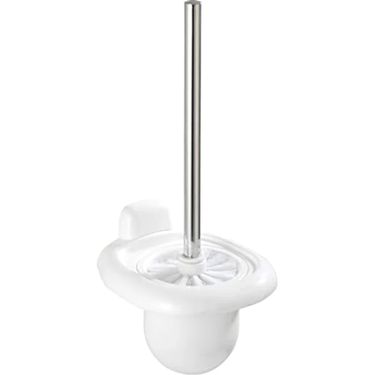 Wenko WC-Garnitur Pure, dekorative Kunststoff-Garnitur in Weiß mit Chrom-Stiel und hygienischem Bürstenkopf – Bild 1