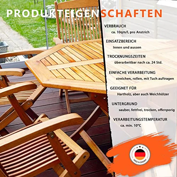 BEKATEQ Hartholzöl farblos 2,5l I Holzpflegeöl für innen & außen I Wasser- und schmutzabweisende Holzimprägnierung für Teak, Eukalyptus, Bangkirai, Lärche, Eiche, Zeder – Bild 2