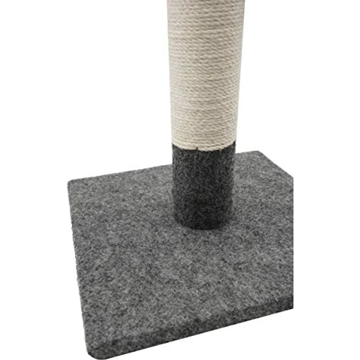 Tyrol | Kratzbaum für Katzen, 42 cm | Kratzpfosten für Katzen aus Jute und strapazierfähigem Stoff mit Bommel | Kratzbaum in modernem Design Farbe Grau und Weiß | stabile Basis 30 x 30 cm – Bild 3