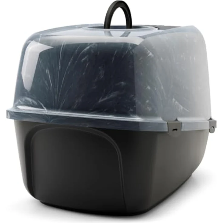 Savic Katzentoilette Nestor Jumbo Marble, grau/weiß-schwarz, mit aufklappbarer Front und Aktivkohle-Filter – Bild 5