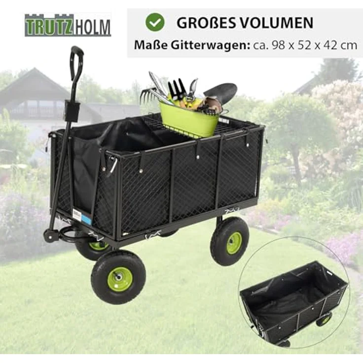 TrutzHolm® Gitter Bollerwagen Handwagen Gartenwagen Transportwagen 550 kg – Bild 6