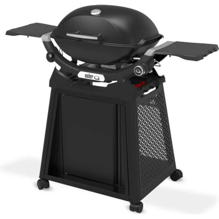 Weber Q2200N Gasgrill mit Rollwagen, Schwarz, Alugussdeckel, integriertes Thermometer, elektrische Zündung, abnehmbare Seitentische – Bild 2