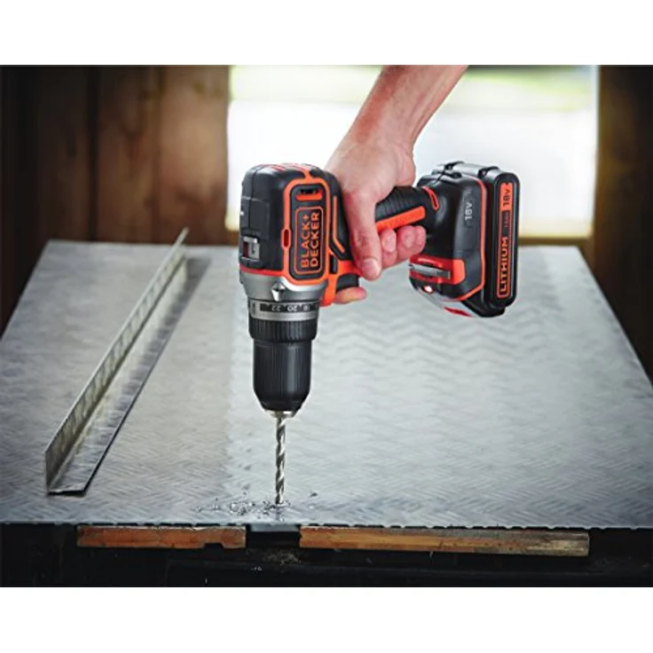 Black+Decker Akku-Bohrschrauber, Bohrmaschine (18 V 1.5Ah, bürstenloses 2-Gang-Getriebe, LED-Arbeitslicht) 1 Stück, BL186KB – Bild 6
