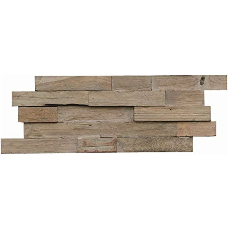 INDO Edel-Holz-Wandverkleidung Teak FSC, 3D-Wandpaneele in Gun Smoked, Stärke 10-20mm, 1m² pro Box – Bild 3