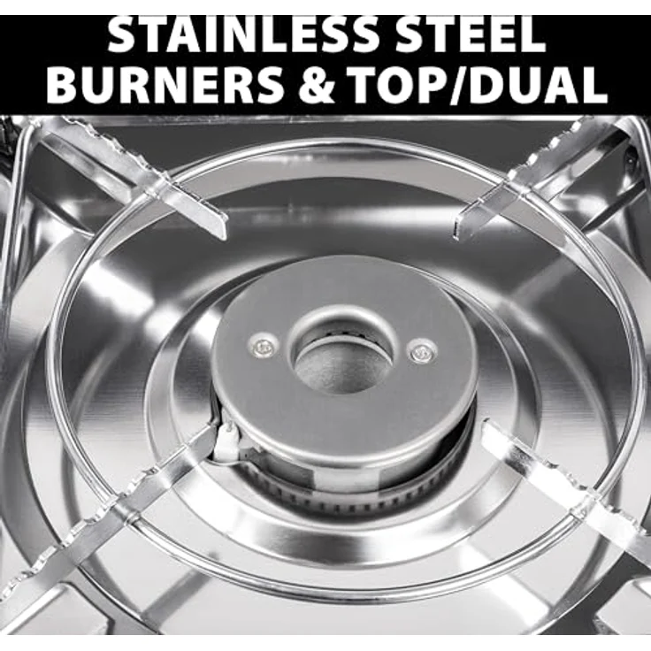 Brunner Devil Kookmaster GP, 2-flammiger Gaskocher mit Edelstahl-Kochfläche und piezoelektrischer Zündung, inkl. Grillplatten – Bild 6