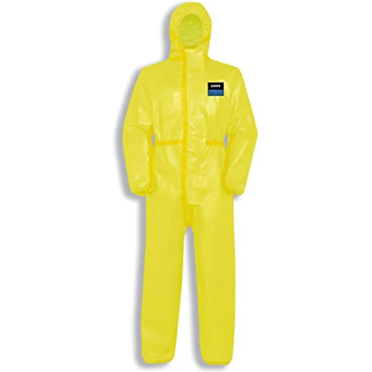 Uvex Einweg-Overall 3B 89880, Chemikalienschutz Typ 3B, gelb, Gr. L, mit ultraschall-geschweißten Nähten