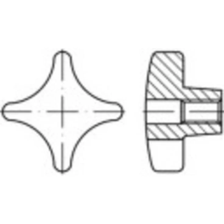 TOOLCRAFT Kreuzgriffe DIN6335, Grauguß GG Form D, 10 Stück, Ø 63mm, Gewinde M12