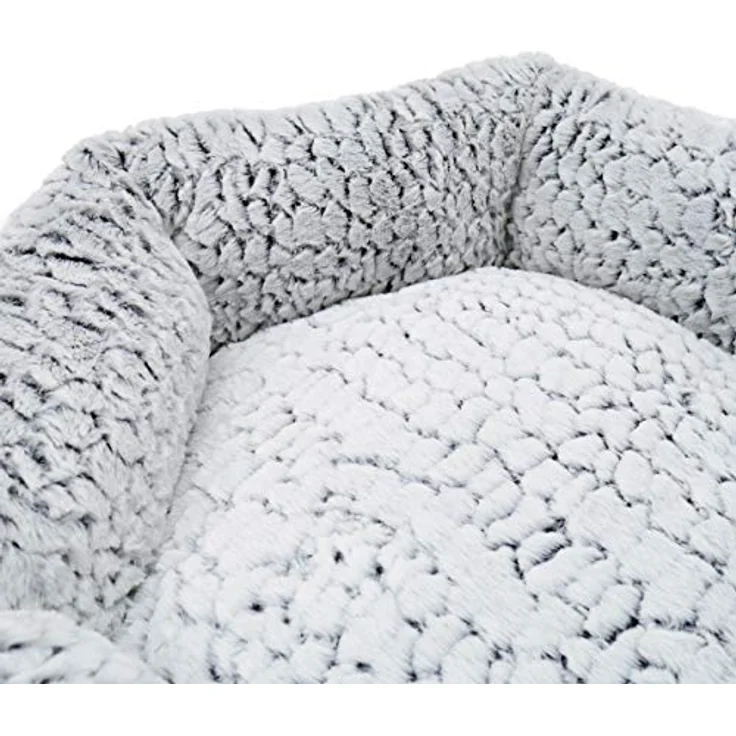 Rosewood Kleines Hundebett für Hunde, Katzen, Kätzchen und Welpen, maschinenwaschbar, super weiches Fleece gefüttert, Kunstwildleder, Grau, 48 x 48 x 16 cm – Bild 4
