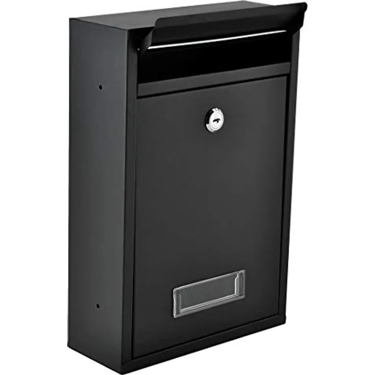 Iso Trade Letterbox Black 2 Key Safety Flap Easy Installation 6237