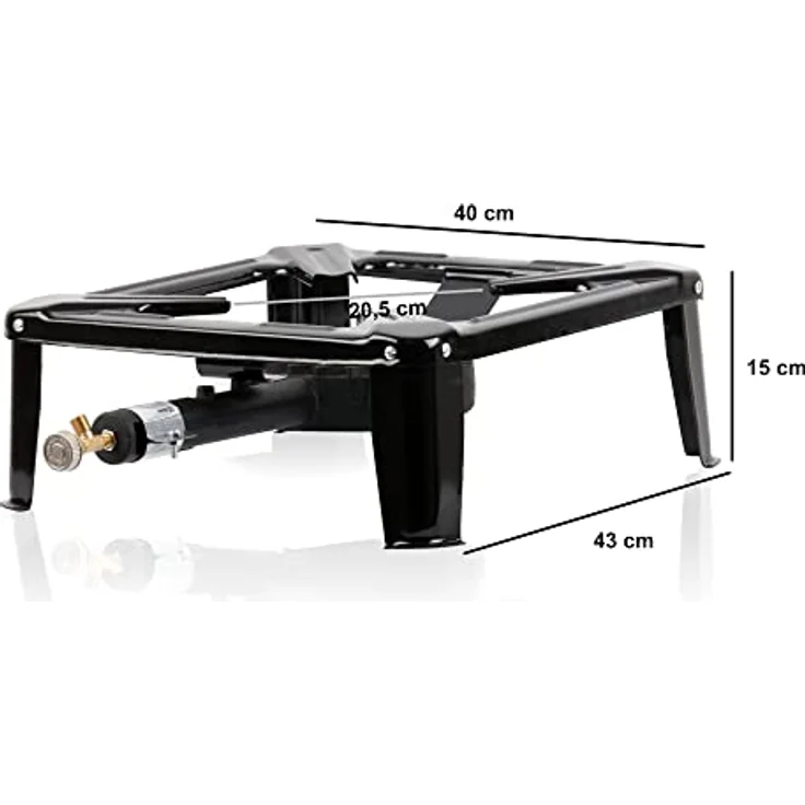 BBQ-Toro Gusseisen Gaskocher | 1-Ring-Gasbrenner 40 x 40 x 15 cm | Hockerkocher für Camping, Einsatz im Freien, im Garten und auf der Terrasse | Gasbrenner Outdoor für Gasflasche, Gussbrenner – Bild 2