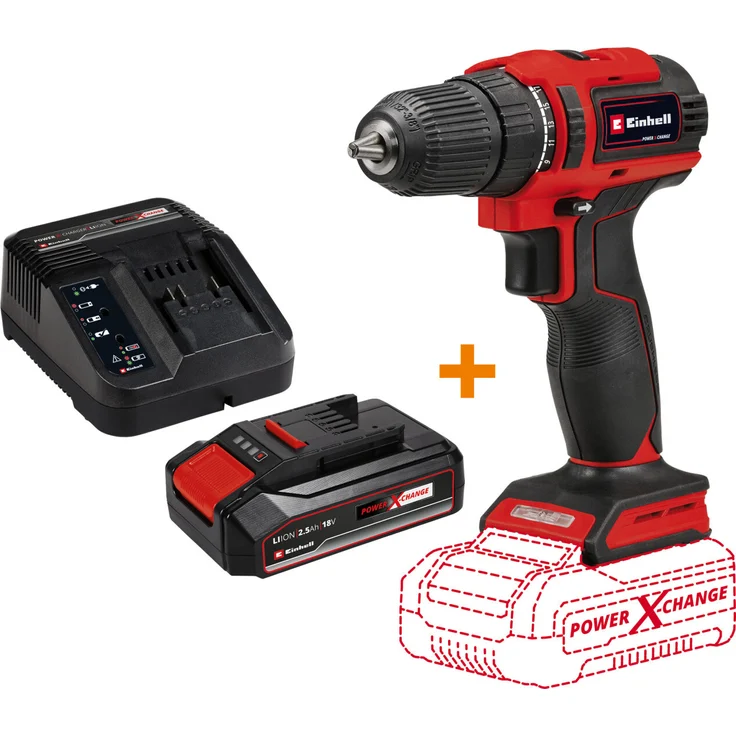 Einhell Akku-Bohrschrauber TE-CD 18/40 Li BL 18 V inkl. Akku & Ladegerät, 2-Gang Getriebe, LED-Arbeitsleuchte