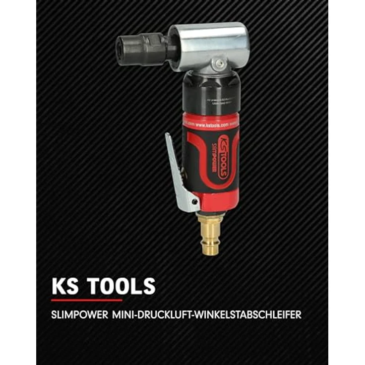 KSTOOLS SlimPOWER Mini-Druckluft-Winkelstabschleifer, 19.000 U/min, ergonomisches Design für Einhandbedienung, stufenloser Geschwindigkeitsregulierung, vibrationsgedämpft – Bild 2