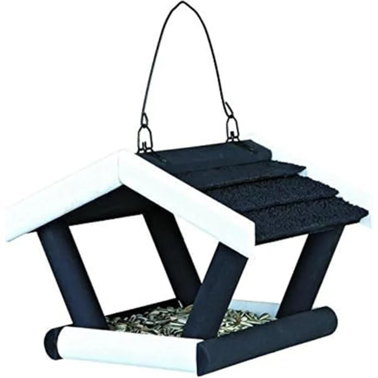 Trixie natura Vogelfutterhaus, hängend, Kiefernholz, 17 × 19 × 14 cm, schwarz-weiß – Bild 2