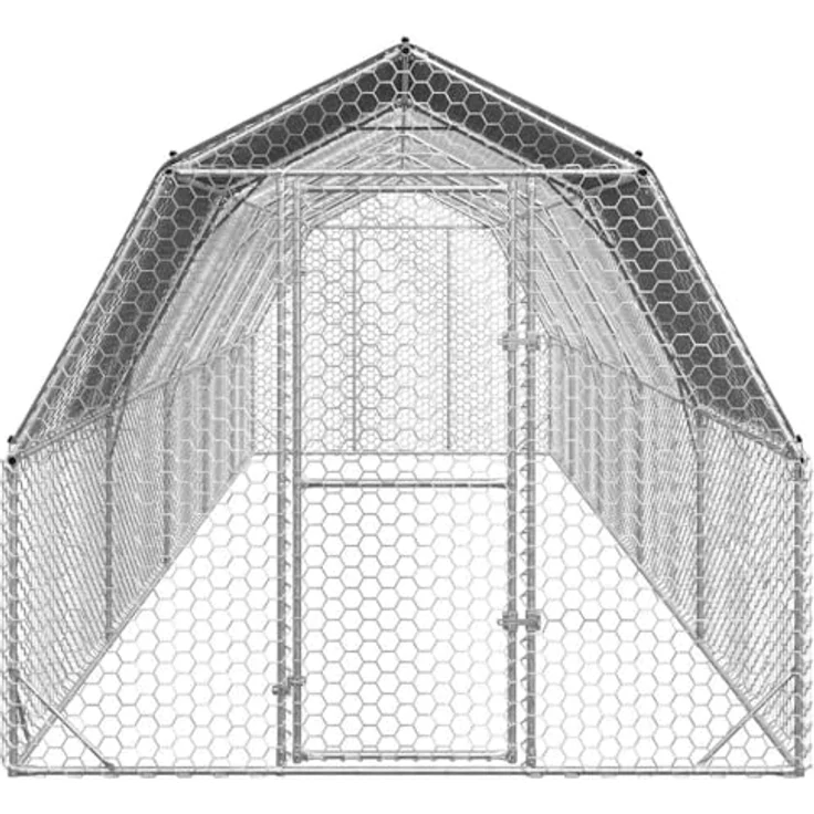 vidaXL Hühnerstall mit Dach 2,5x10x2,25 m Verzinkter Stahl, Freilaufgehege, Tierlaufstall, Hühnerhaus, Freigehege, Kleintierstall, Geflügelstall, Robuste Konstruktion und wasserfestes Dach – Bild 3