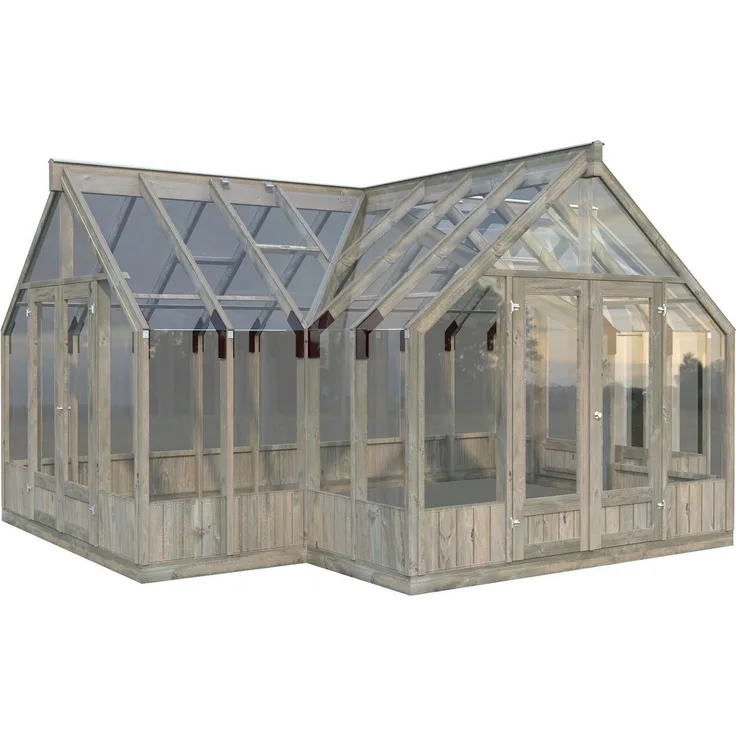 Palmako Gewächshaus E_milia 19,1 m², BxTxH: 421 x 543 x 288 cm, 4 mm Wandstärke, 3-St., Inkl. automatisch Dachentlüftung, grau imprägniert